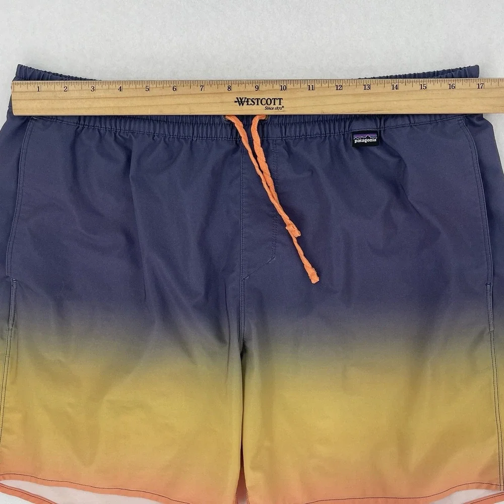 Patagonia Hydropeak Volley Shorts Mens L Blue Orange Fade Swim Board Unlined